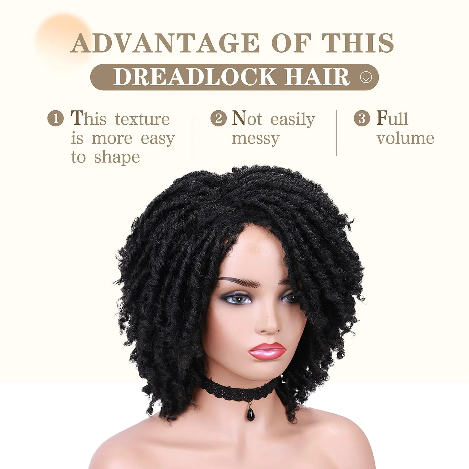 Dreadlock Wig Short Twist Wigs for Black Women Short Curly Braided Natural Black Heat Resistant Synthetic Wig