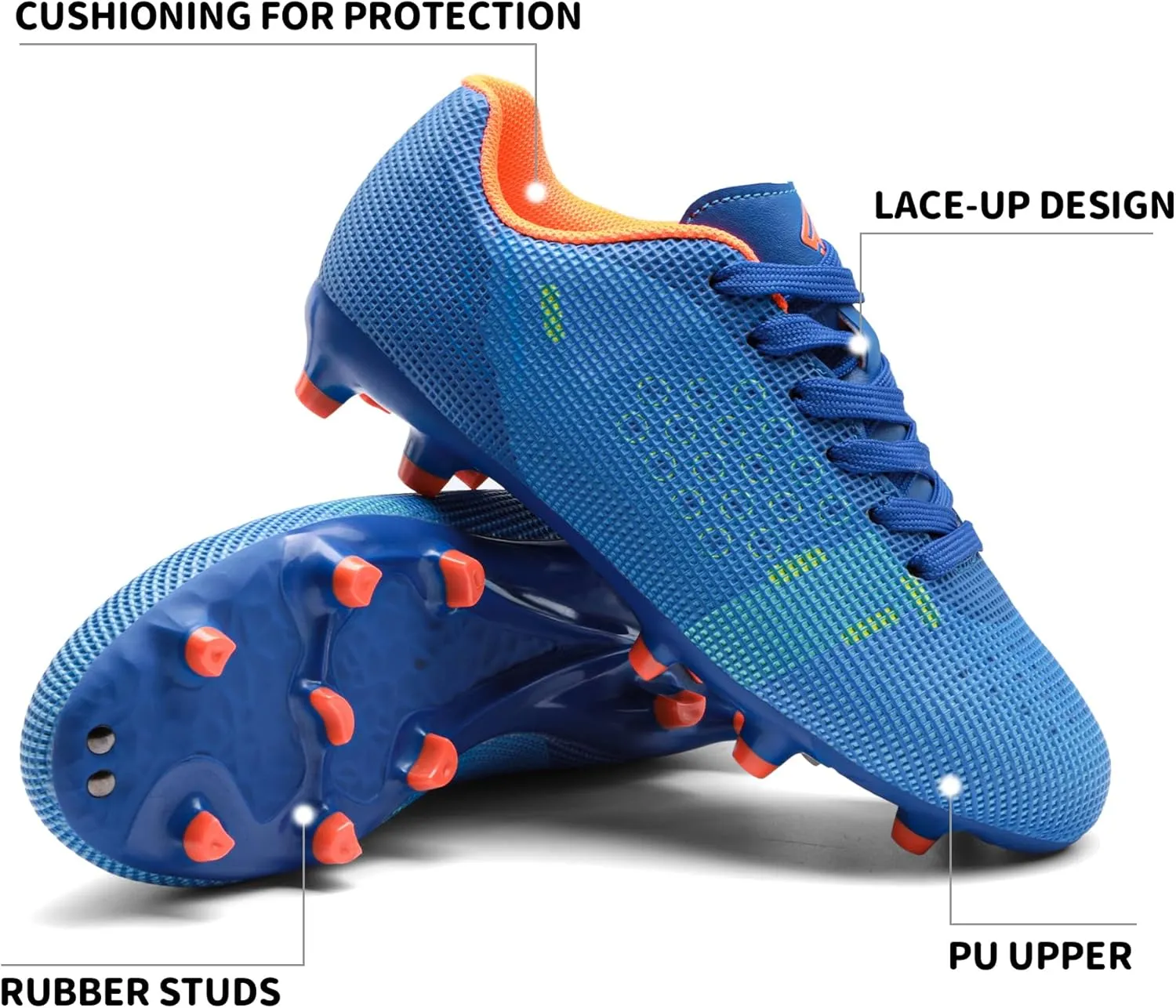 DREAM PAIRS Boys Girls Soccer Cleats Youth Firm Groud Athletic Outdoor Trainning Football Shoes for Little/Big Kid