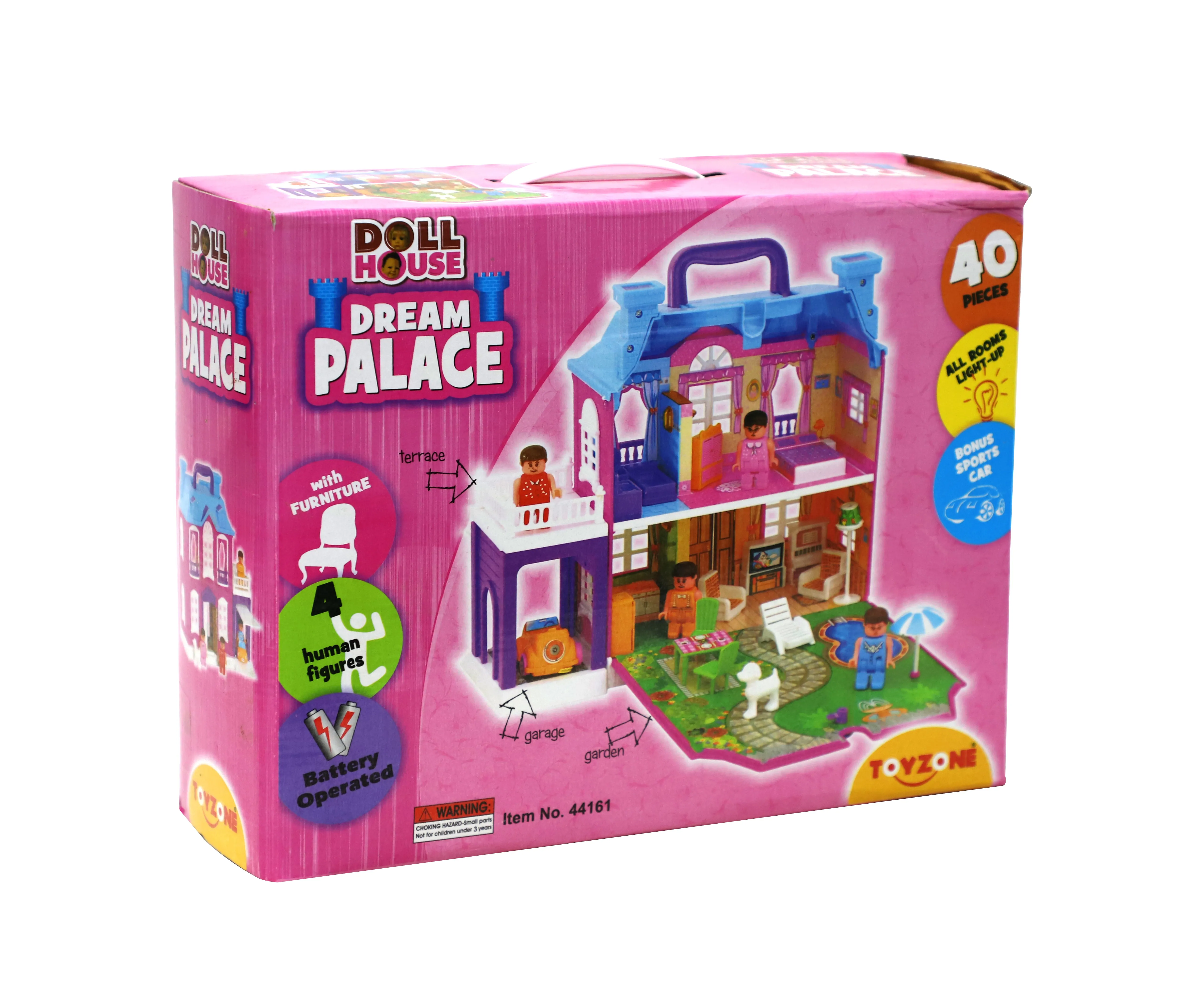 Dream Palace Doll House - 40 pcs | Girls Role Playset | Pretend Play | Doll House with Furniture | Dollhouse Accessories | Imaginative Play | Playhouse | For Kids Age 3  years