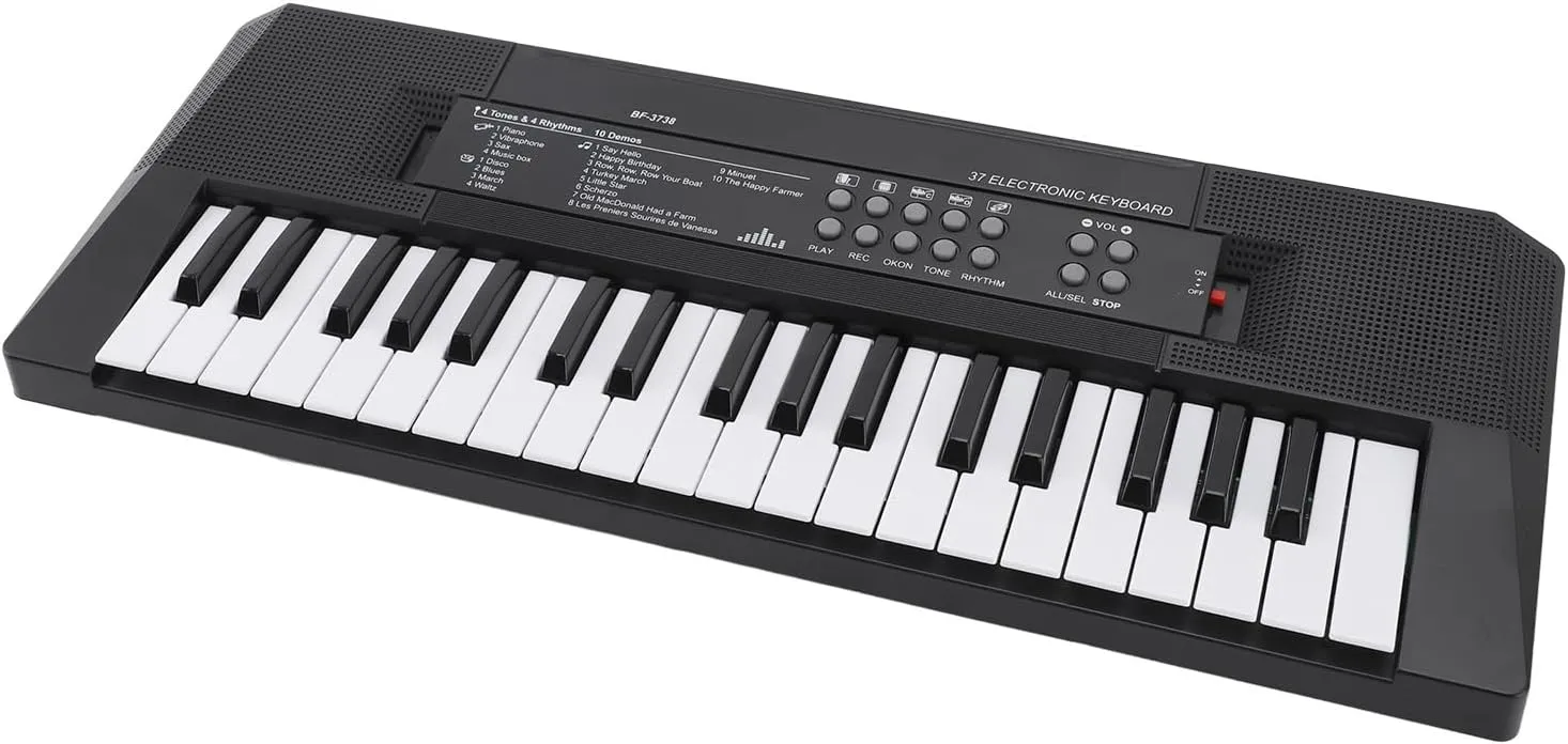 Drfeify Kids Piano Keyboard, 37 Keys Electronic Music Toy with Microphone Portable USB AA Powered Electronic Keyboard for Kids