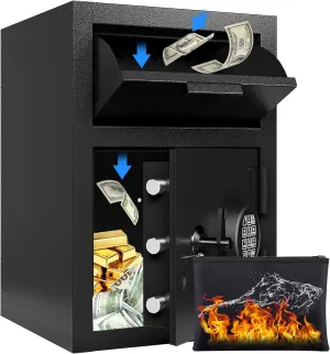 Drop Safe for Business Depository Cash Safes with Drop Slot 2.6 CUB Money Safe Box with Digital Combination and Anti-Fishing for Home Office Hotel Restaurant