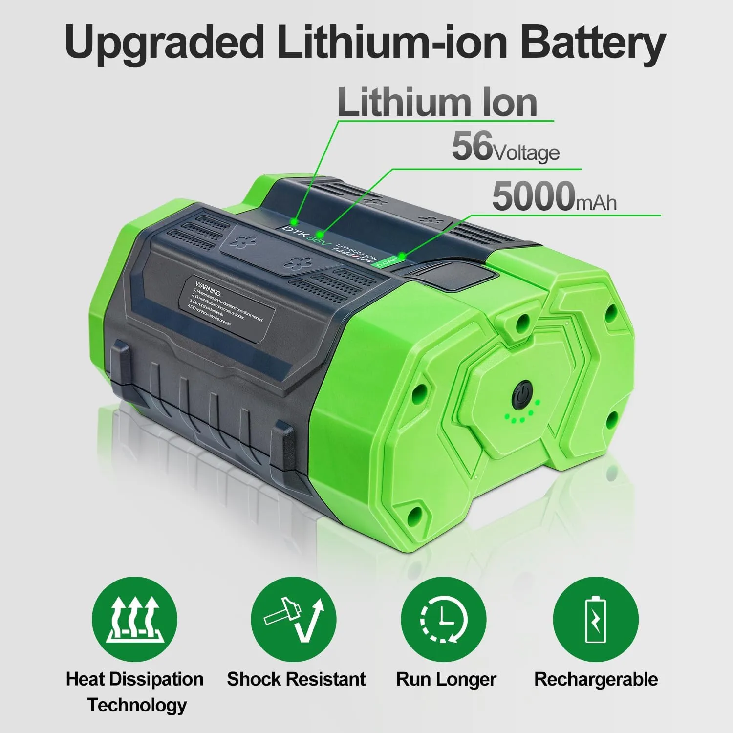 DTK 56V Battery Replacement for EGO 56V Battery Compatible with BA2800 BA4200T BA4200 BA1400 BA2800T BA5600T 5.0Ah Lithium Ion Batteries