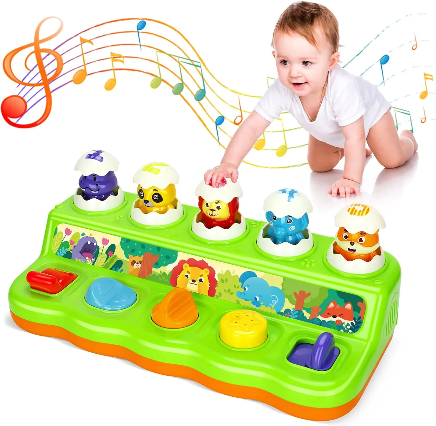 Duchong Toys for 1 Year Old Boys Girls, Interactive Pop up Toy with Music & Light, Early Learning Musical Toys for Toddlers 1-3, Birthday Gifts for Babys Infants 6-9-12-18 Months