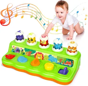 Duchong Toys for 1 Year Old Boys Girls, Interactive Pop up Toy with Music & Light, Early Learning Musical Toys for Toddlers 1-3, Birthday Gifts for Babys Infants 6-9-12-18 Months