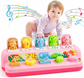 Duchong Toys for 1 Year Old Girls, Interactive Pop Up Toy with Music & Light, Montessori Learning Toys for Infant Baby Toddler 9-12-18 Months, First 1st Birthday Gifts for Girls Boys