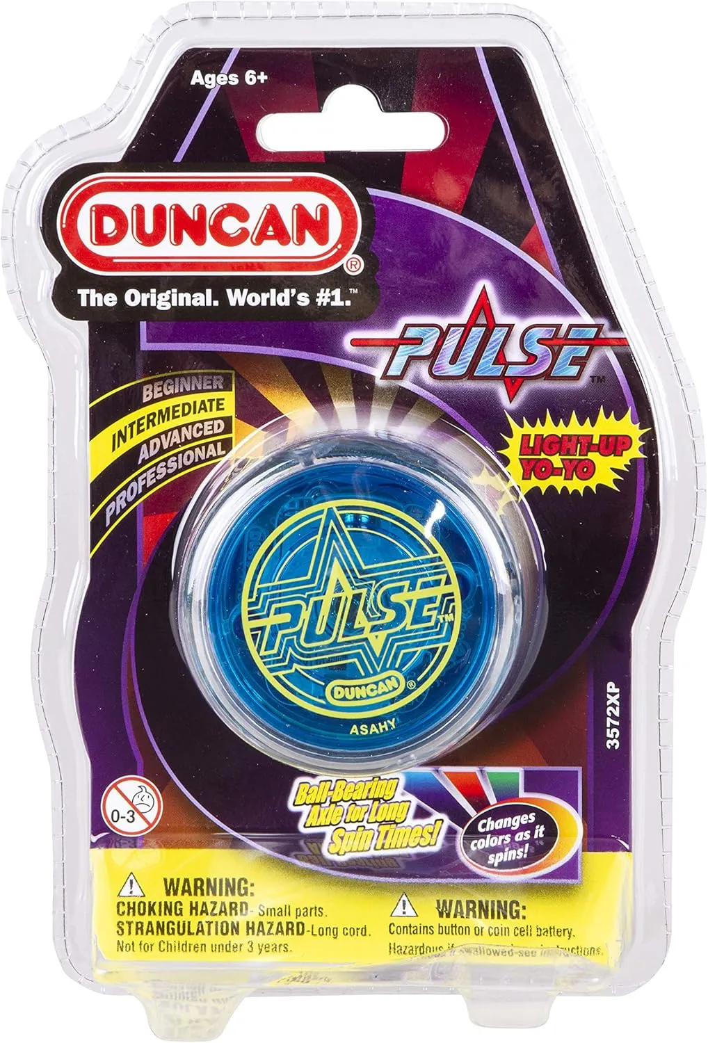 Duncan Toys Pulse LED Light-Up Yo-Yo, Intermediate Level Yo-Yo with Ball Bearing Axle and LED Lights, Clear/Blue