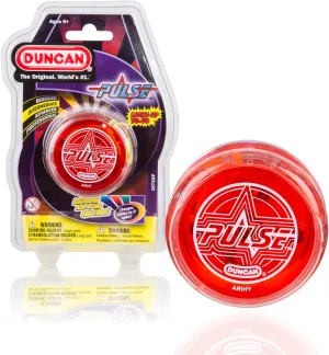 Duncan Toys Pulse LED Light-Up Yo-Yo, Intermediate Level Yo-Yo with Ball Bearing Axle and LED Lights, Clear/Red, Small