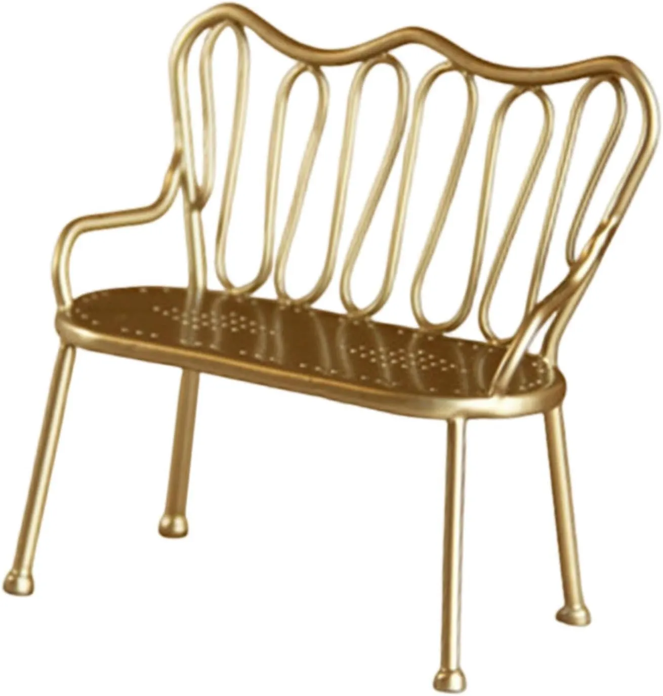DYNWAVE Double Miniature Chair BJD Dollhouse Furniture Life Scene Kid Toy Micro Scene Decoration Nordic Kid Playset Double Chair Toy, Gold