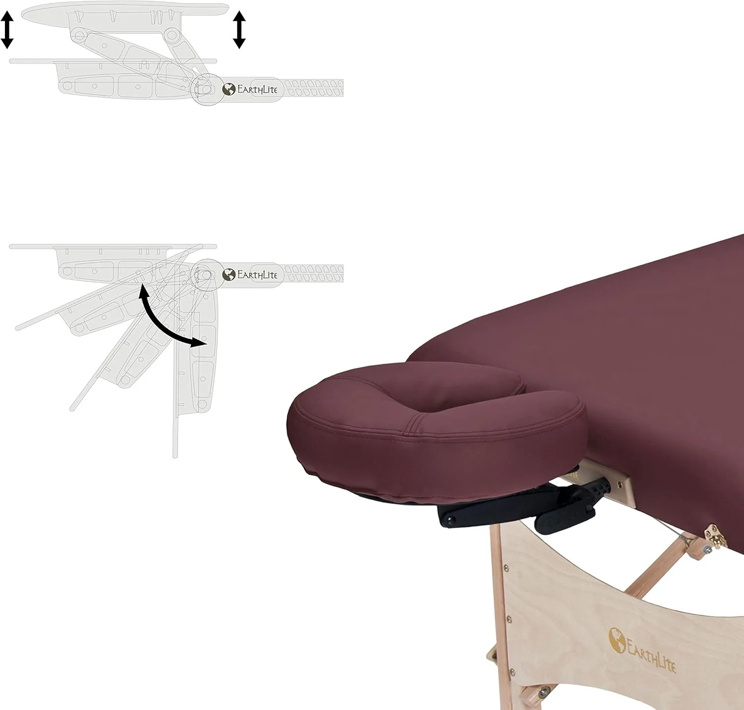 EARTHLITE Portable Massage Table HARMONY DX – Foldable Physiotherapy/Treatment/Stretching Table, Eco-Friendly Design, Hard Maple, Superior Comfort incl. Face Cradle & Carry Case (30" x 73")