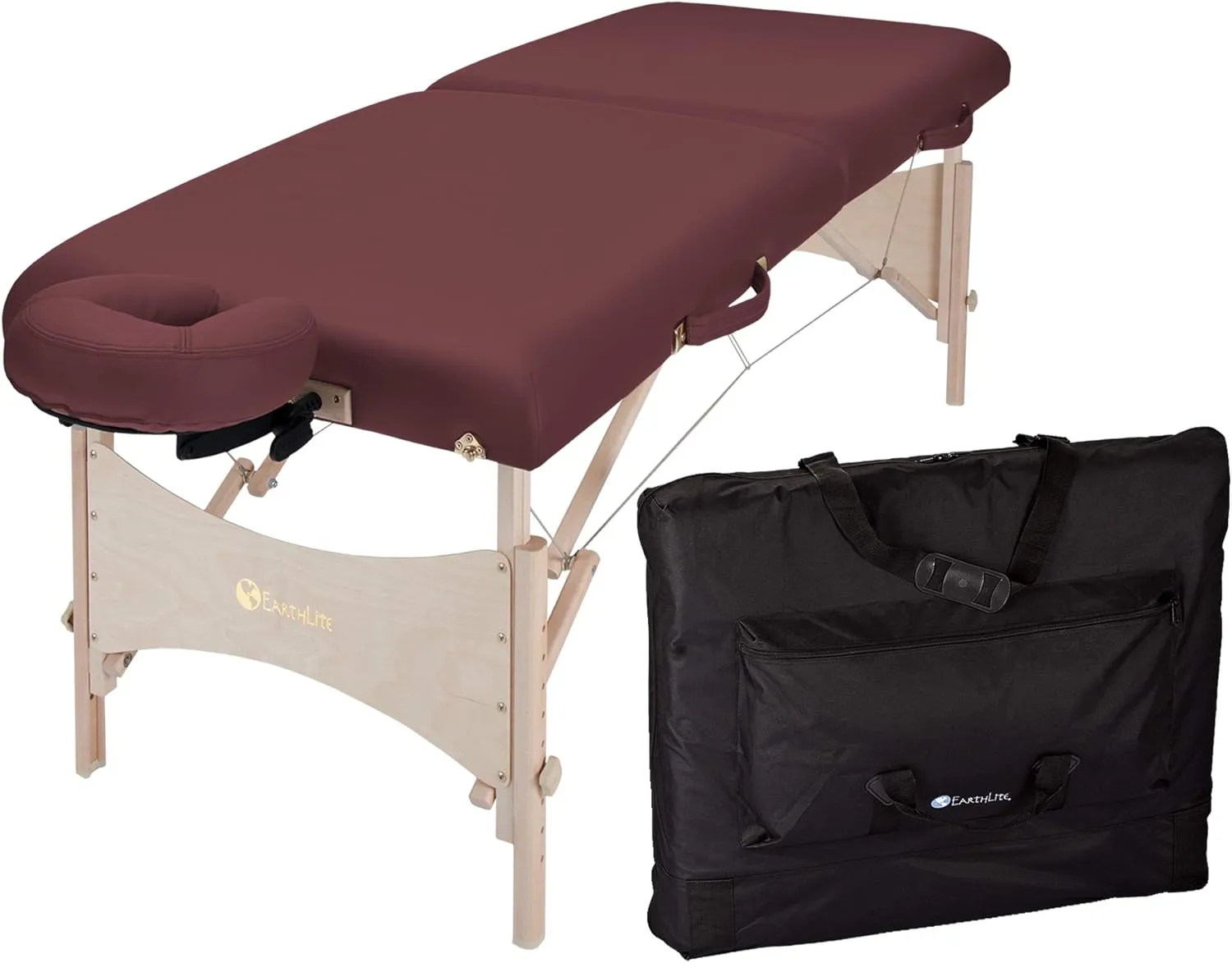 EARTHLITE Portable Massage Table HARMONY DX – Foldable Physiotherapy/Treatment/Stretching Table, Eco-Friendly Design, Hard Maple, Superior Comfort incl. Face Cradle & Carry Case (30" x 73")