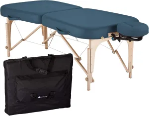 EARTHLITE Portable Massage Table INFINITY – Greater Client Access, Unique Shape, 3” Triple Density Foam, Flex-Rest Face Cradle, Carry Case (Full Reiki)