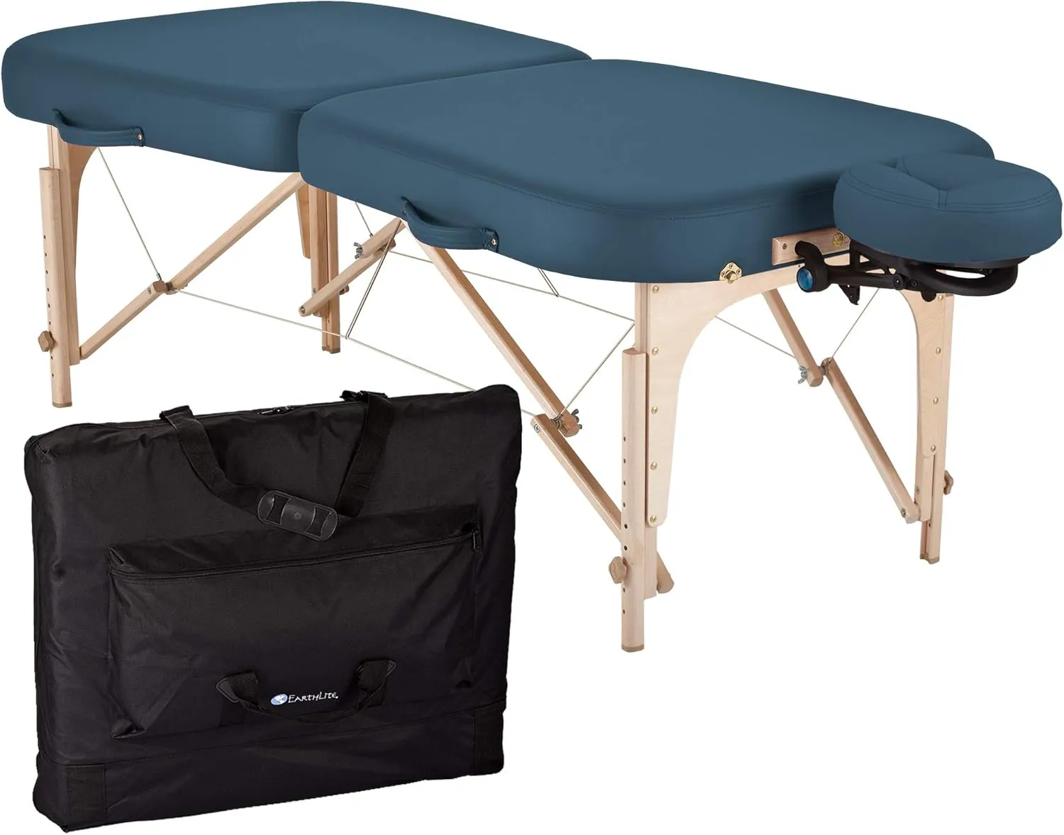 EARTHLITE Portable Massage Table INFINITY – Greater Client Access, Unique Shape, 3” Triple Density Foam, Flex-Rest Face Cradle, Carry Case (Full Reiki)