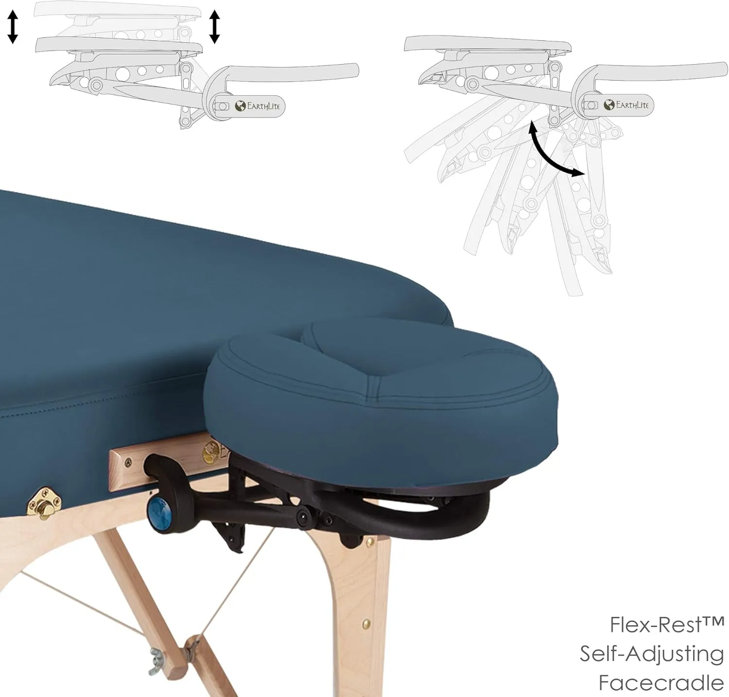 EARTHLITE Portable Massage Table INFINITY – Greater Client Access, Unique Shape, 3” Triple Density Foam, Flex-Rest Face Cradle, Carry Case (Full Reiki)