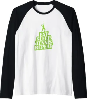 Eat Sleep Tennis Repeat Day After Day on the Court Raglan Baseball Tee