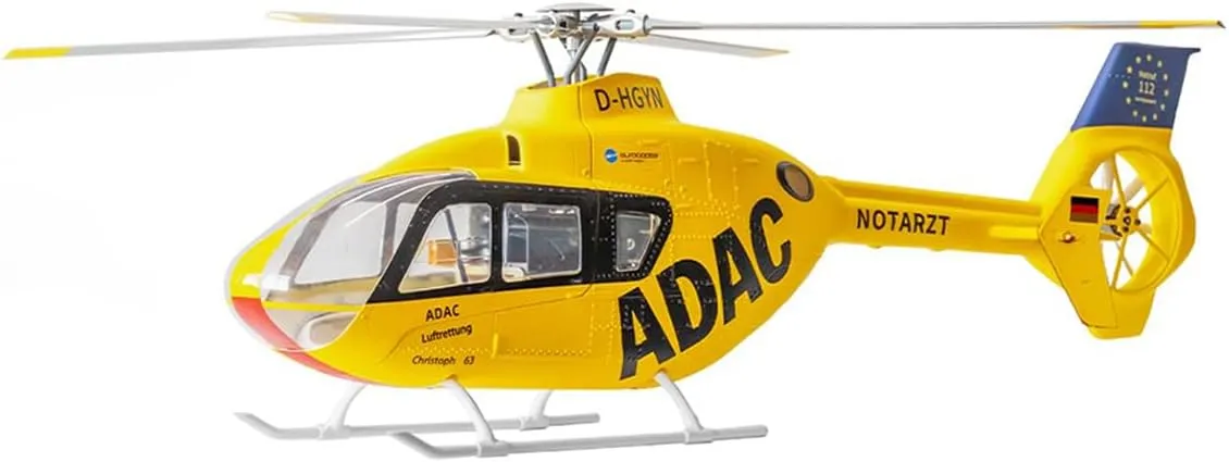 EC135 470-Class RC Helicopter, 2.4G 6CH 4 Detachable Propellers RC Simulation Military Helicopter Model with H1 Flight Controller and GPS Positioning (RTF Version)