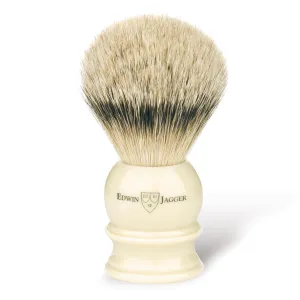 Edwin Jagger 3EJ467 Large Silver Tip Badger Shaving Brush, Imitation Ivory for use with Shaving Cream or Soap for Men
