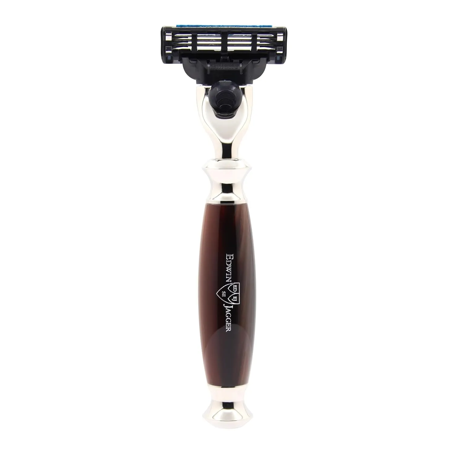Edwin Jagger 4pc Imitation Horn Shaving Set for Mach3 Blades, Light Horn