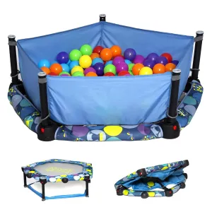 Eezy Peezy 3 in 1 Folding Ball Pit and Bouncer - Ball Pit Tent and Trampoline with Handle - Ages 10 Months to 5 Years