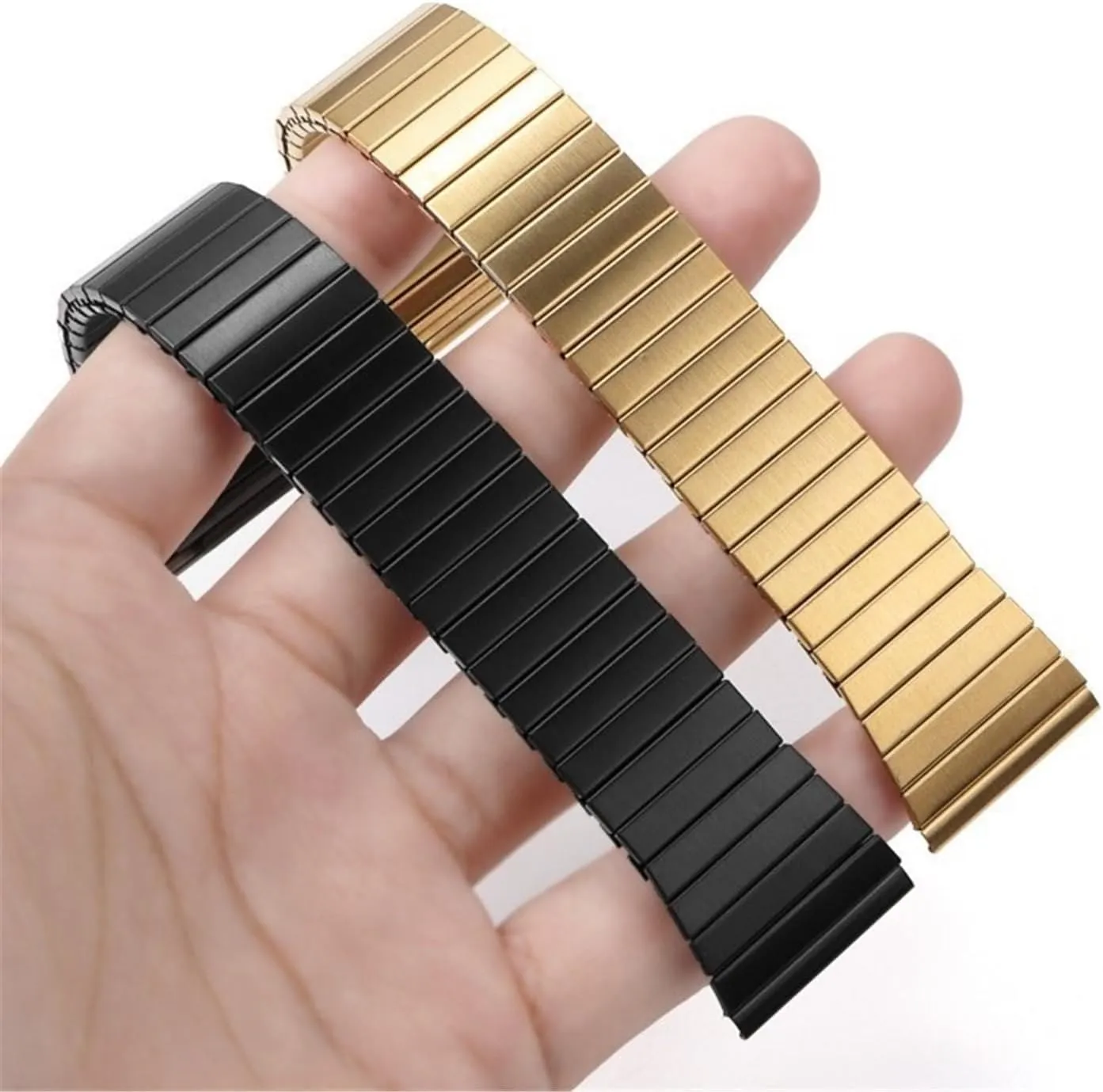 Elastic Metal Watchband 22mm Strap Stainless Steel Bracelet Universal Replacement Wristband Silver Expansion Band Accessories