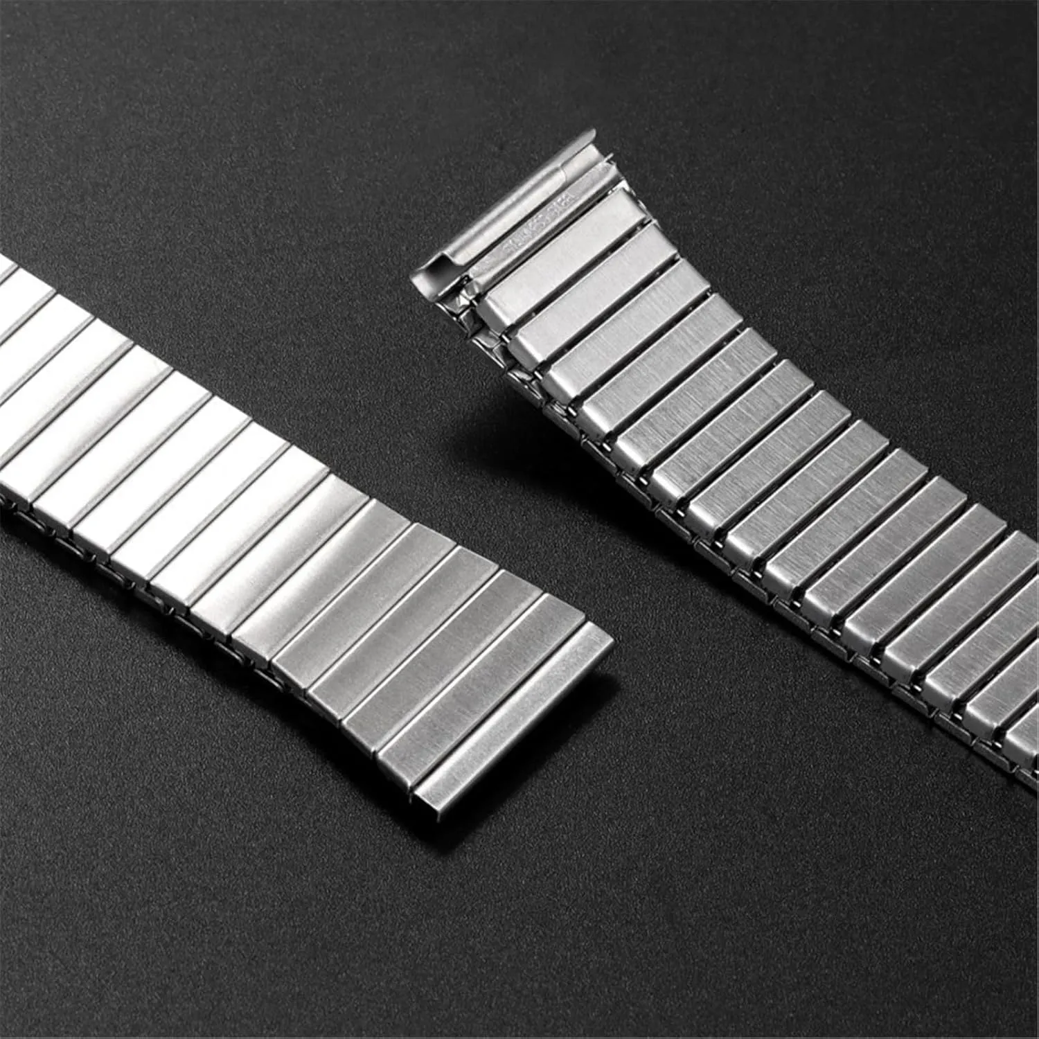 Elastic Metal Watchband 22mm Strap Stainless Steel Bracelet Universal Replacement Wristband Silver Expansion Band Accessories