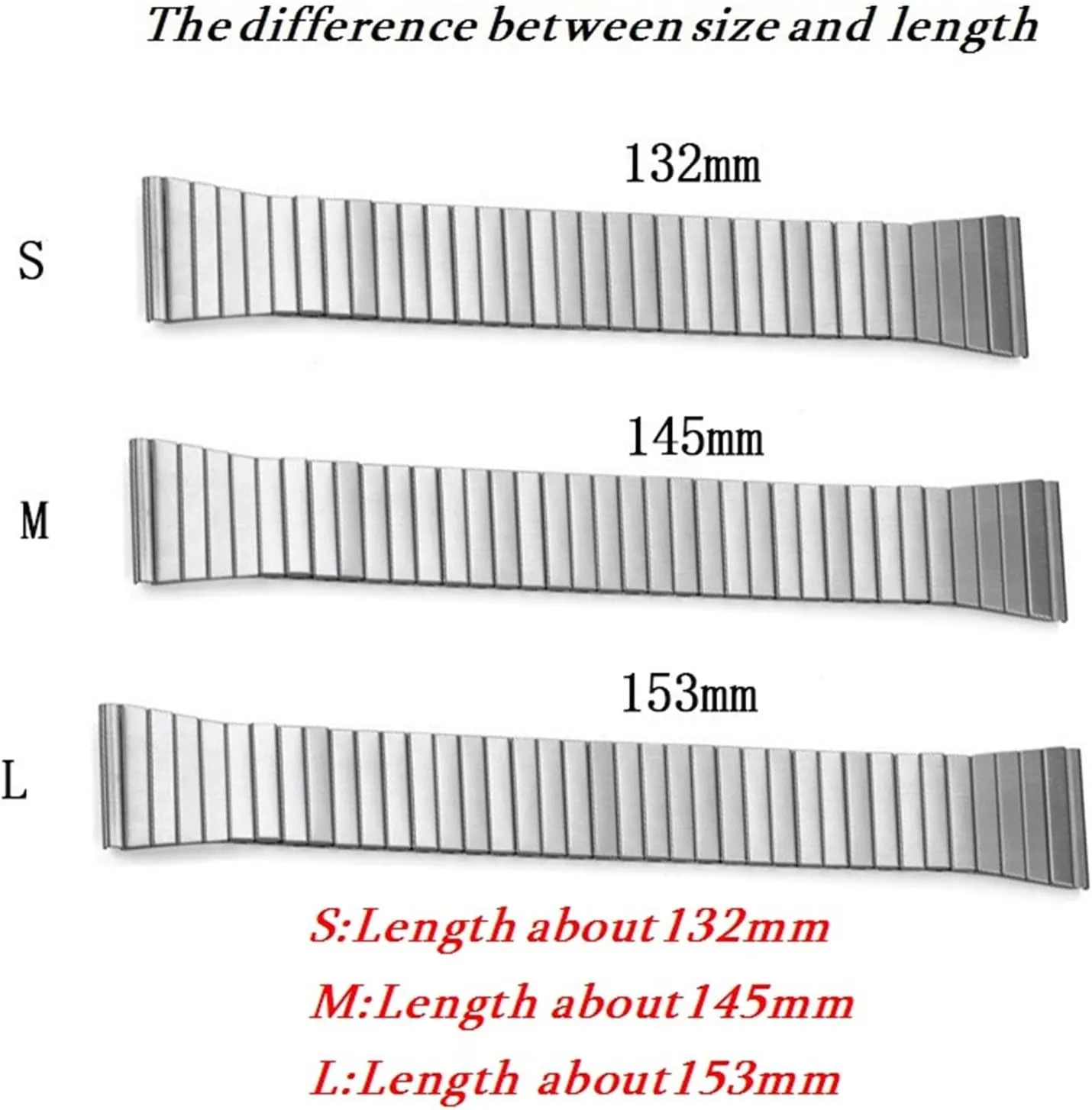 Elastic Metal Watchband 22mm Strap Stainless Steel Bracelet Universal Replacement Wristband Silver Expansion Band Accessories
