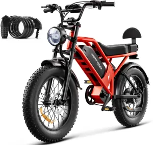 Electric Bike for Adults, 2000W/1500W Motor, 48V 25Ah/18Ah Removable Battery, 20" Fat Tire Ebike, 7-Speed Transmission, Up to 32MPH and 68  Miles Range, All-Terrain E-Bike (G52)