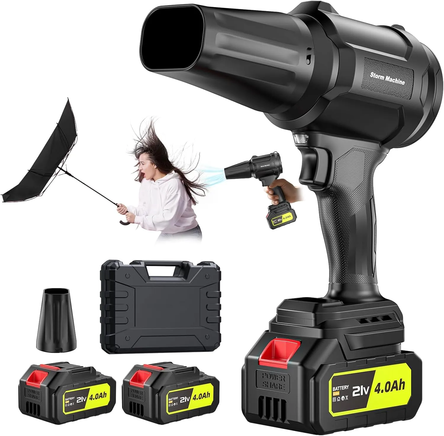 Electric-Cordless-Leaf-Blower - 400000RPM Handheld Leaf Blower - 2 X 4.0Ah Batteries and Charger Included, Lightweight Leaf Blowers for Patio Cleaning