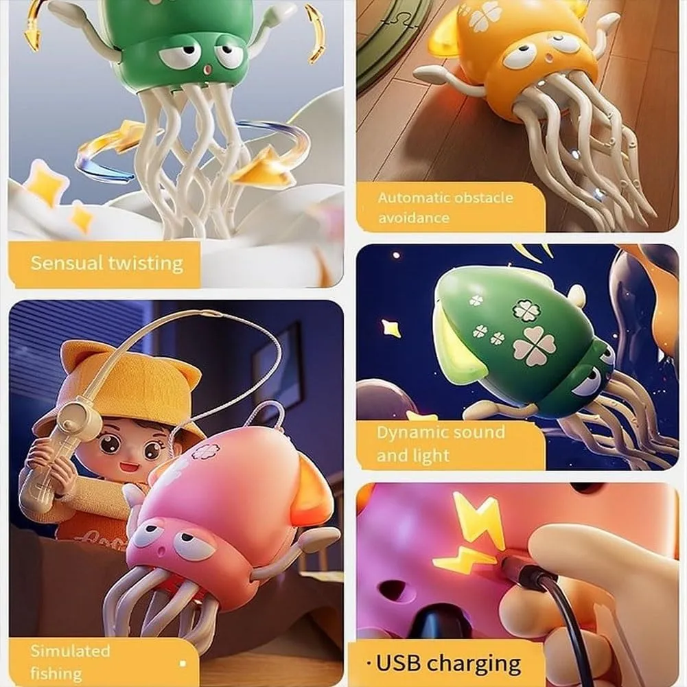 Electric Dancing Octopus Toy, Electric Automatic Obstacle Avoidance Octopus, Crazy 8-Leg Action Octopus with Smart Obstacle Avoidance, Auto Avoid Crawling Dancing Toy (Pink,Conventional)