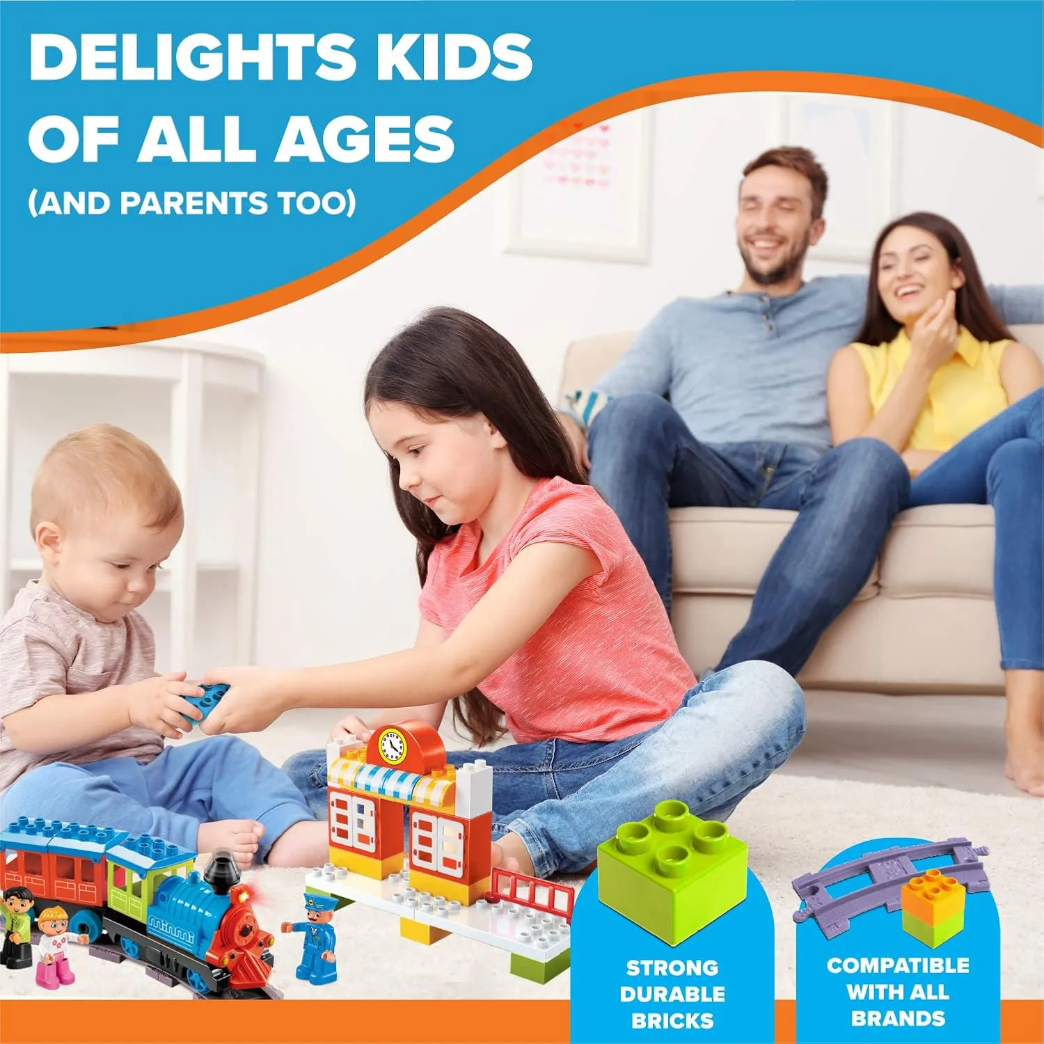 Electric Train Set-Toddler Train Toy Figures & Playsets for Age 2-10Year Old Boy Toy Trains, Kids Toy Train Sets for Boys&Girls, Mini Engine Steam Train Model Train (53 Pieces)
