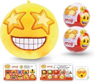 Emoji, 3-in-1 Surprise, 2 Pack, Blind Box Toys for Kids - Collectable Pieces from Your Favorite Emojis - Metal Ball, Plush, Stickers, White Ribbon - Collect Them All