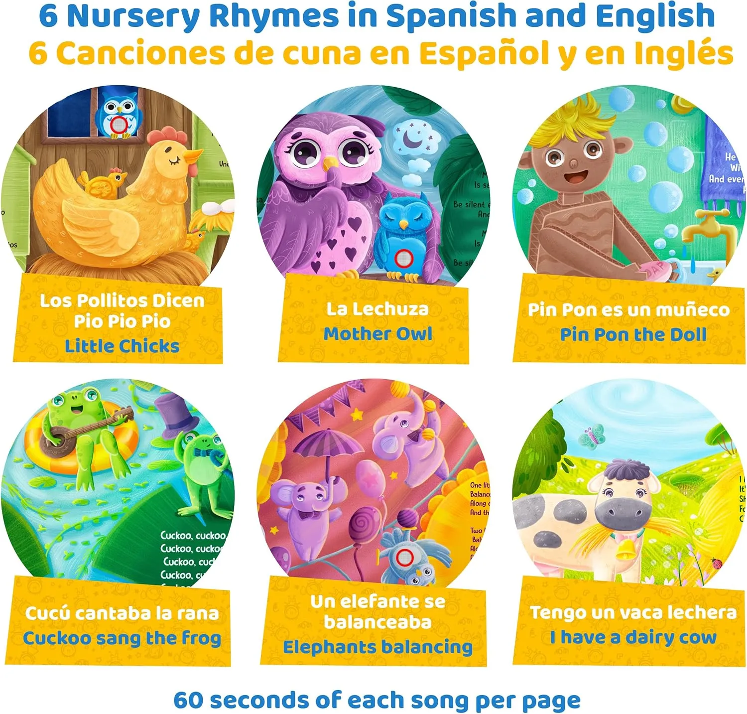English & Spanish Nursery Rhymes Book for Toddlers & Sound Books for 1 Year Old and Older, Perfect Baby Gifts 1 Year Old and Toddlers by Gufino