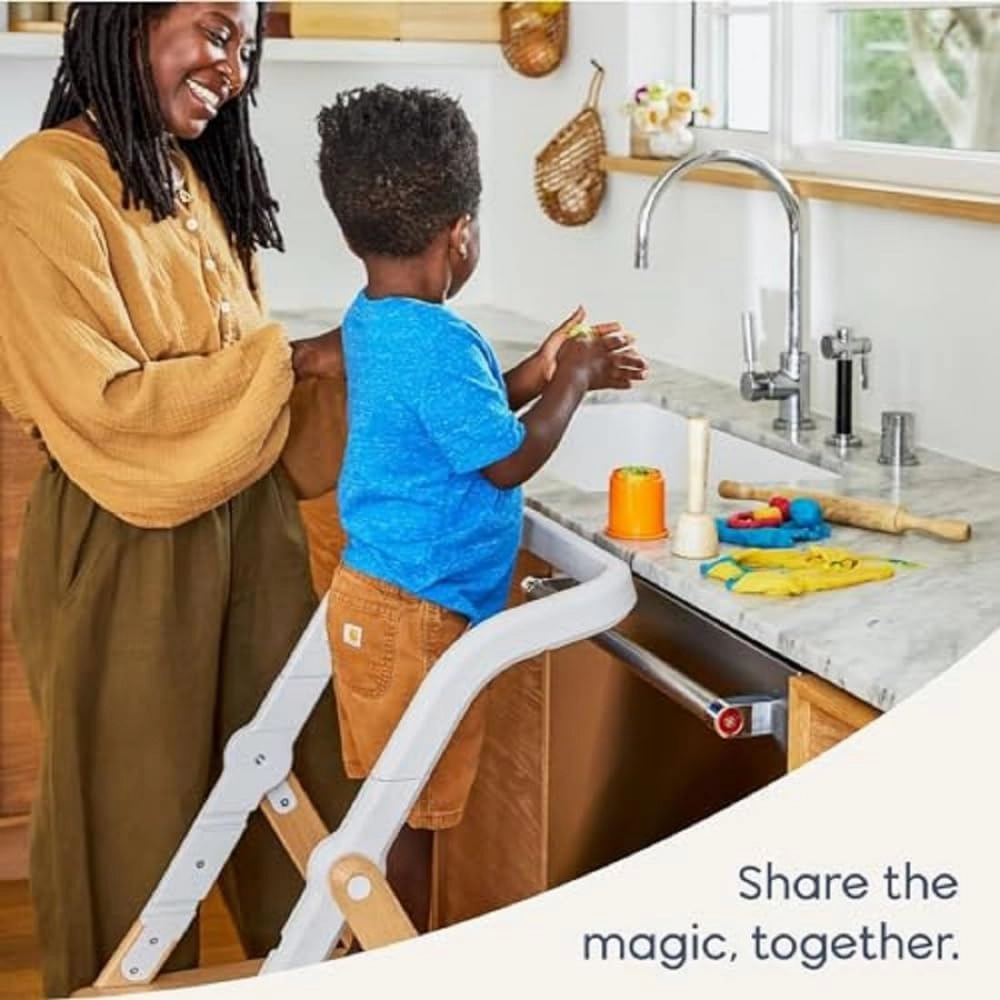 Ergobaby Evolve Kitchen Tower Stool Add-On, Natural Wood