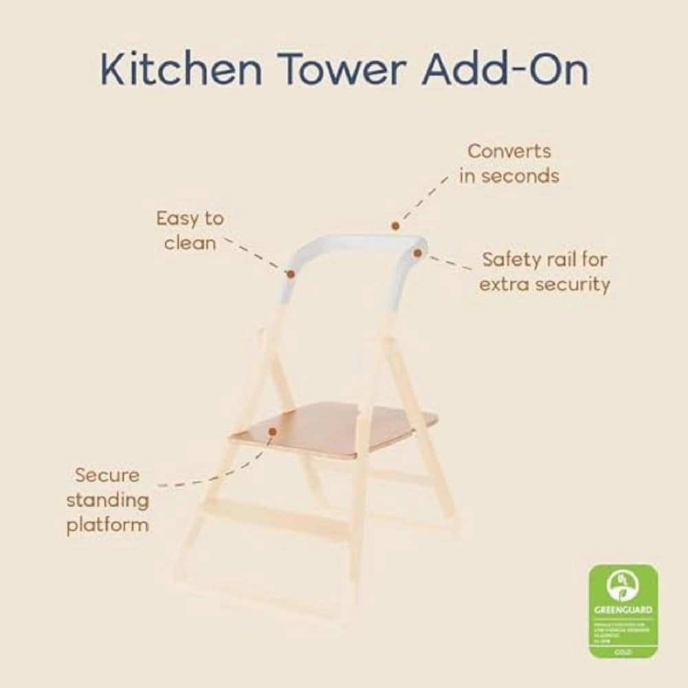 Ergobaby Evolve Kitchen Tower Stool Add-On, Natural Wood