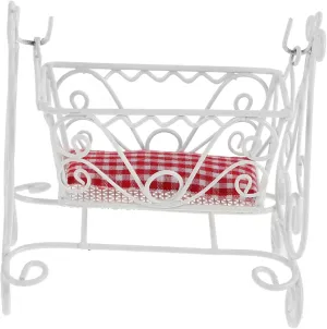 ERINGOGO Dollhouse Miniature Iron Canopy Crib Elegant Scale Iron Cradle for Boy Girl Room Scene Stylish Dollhouse Bedroom Furniture Accessories Design for