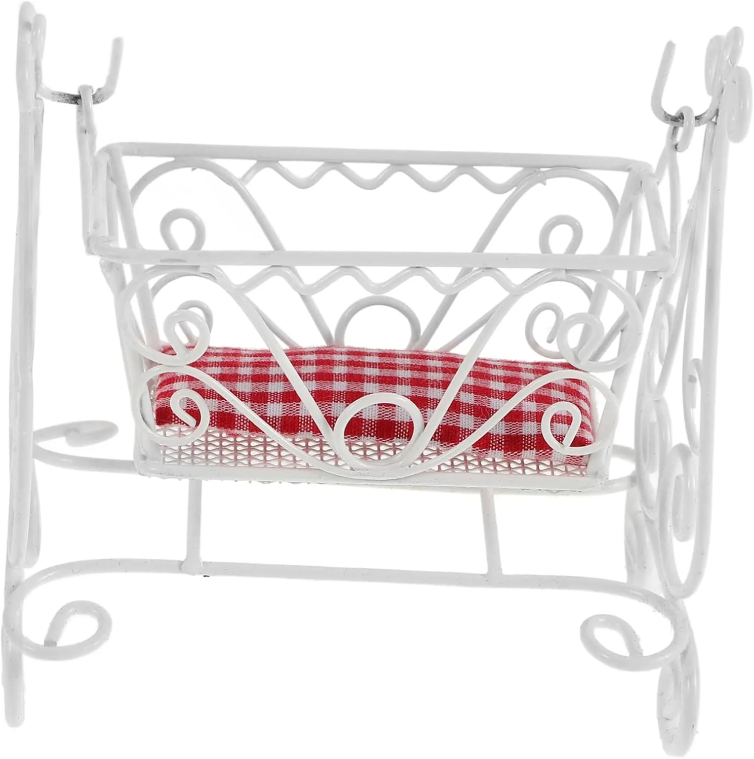ERINGOGO Dollhouse Miniature Iron Canopy Crib Elegant Scale Iron Cradle for Boy Girl Room Scene Stylish Dollhouse Bedroom Furniture Accessories Design for