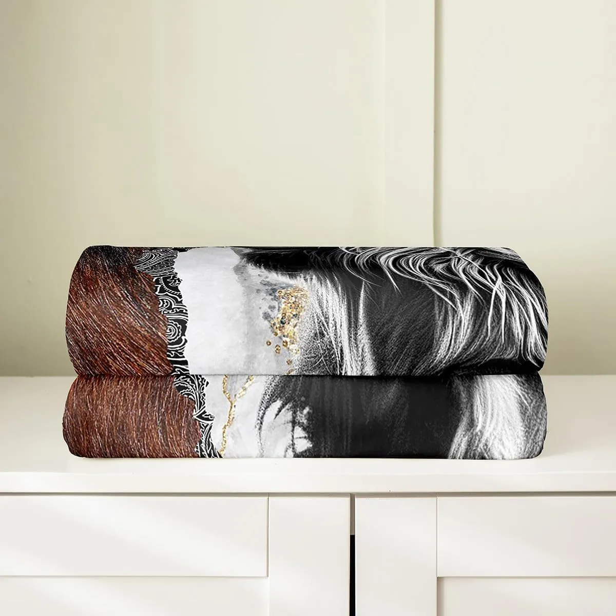 Erosebridal Rustic Highland Cow Throw Blanket Bull Cattle Blanket,Vintage Gold Grey Marble Cow Cowhide Print Fleece Blanket for Kids Boys Men Wildlife Farmhouse Cow Fur Flannel Blanket,40x50