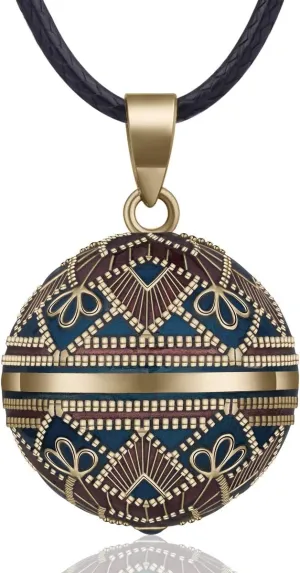 EUDORA Harmony Ball Necklace Vintage Colorful Creative Music Chime Bell Wishing Bola Enamel Craft Pendant, 30" & 45" Long Cord for Pregnancy