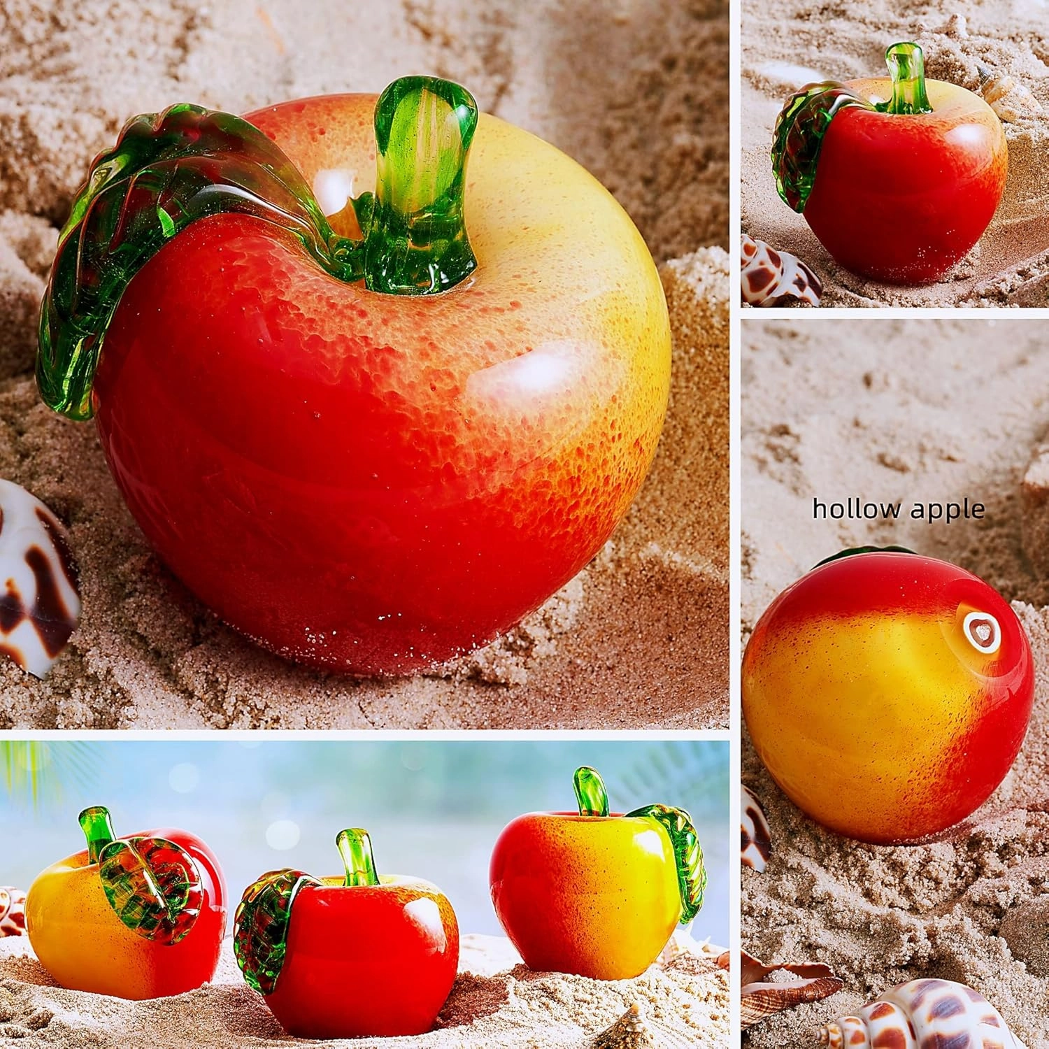 EUSTUMA Hand Blown Art Glass Apple Collectible Figurines,Glass Apple Paperweight,Christmas Eve Gifts,Home Decoration,Office Decoration.