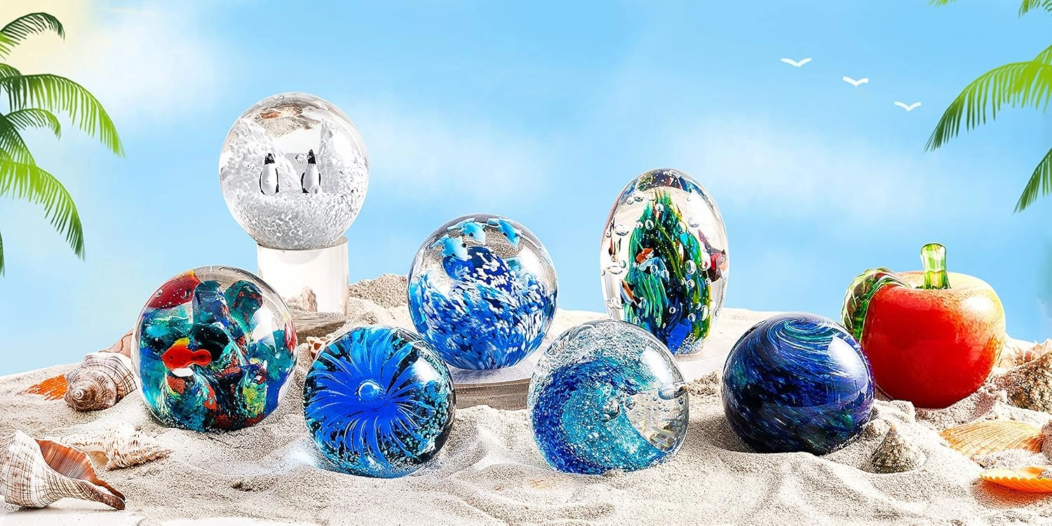 EUSTUMA Hand Blown Art Glass Apple Collectible Figurines,Glass Apple Paperweight,Christmas Eve Gifts,Home Decoration,Office Decoration.