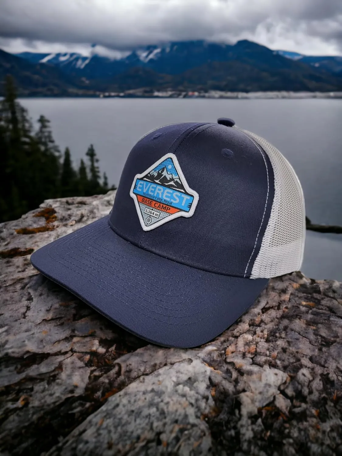 Everest Trucker Hat - Mesh Snapback Baseball Cap w/Base Camp Woven Patch