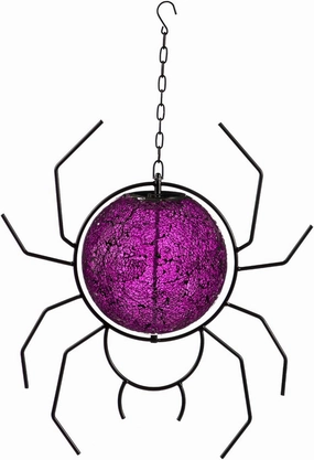 Evergreen 8" Solar Hanging Mosaic Gazing Ball, Purple Spider