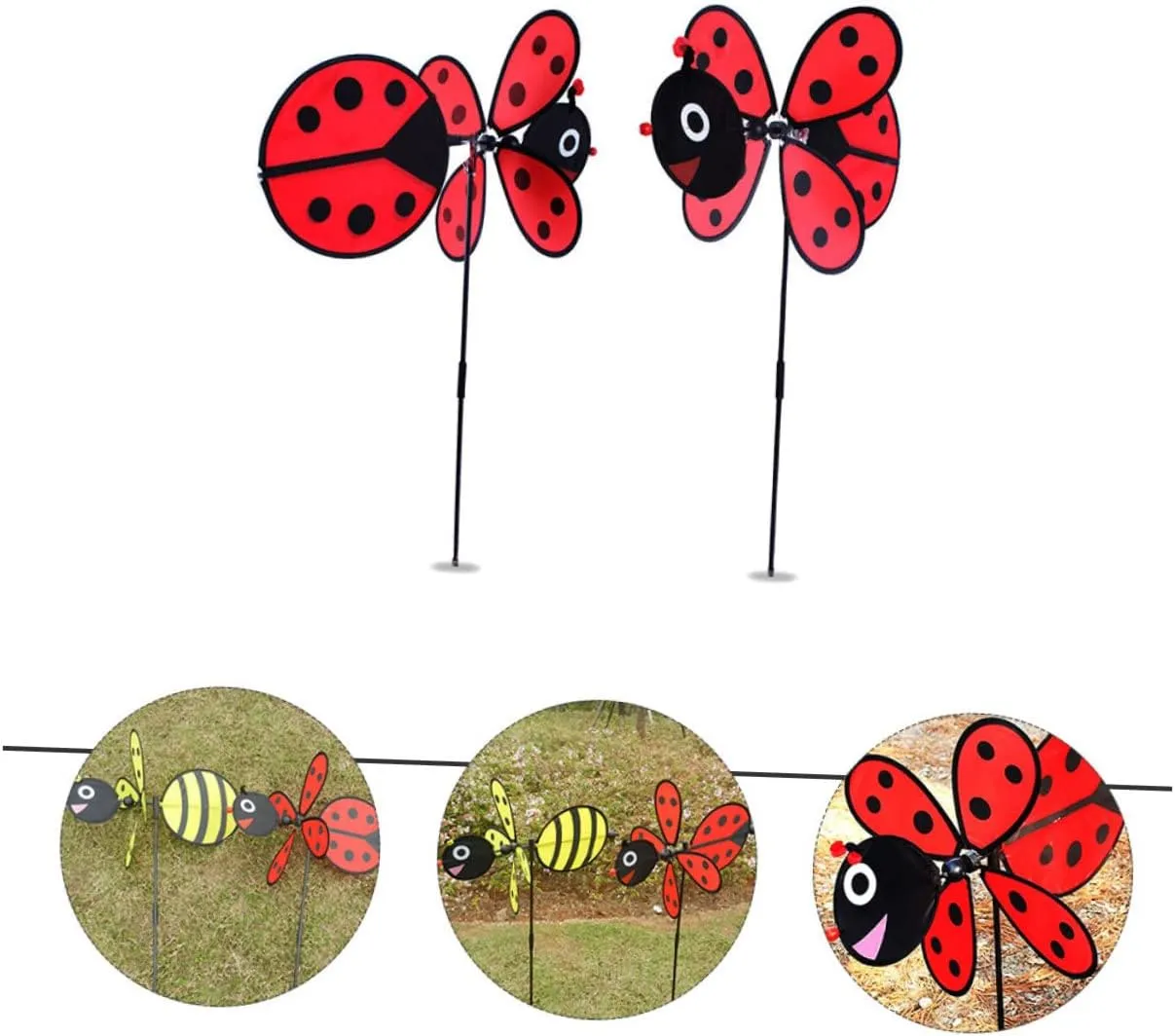 EXCEART Handmade Bee Windmill Toy Outdoor Decorative Boys and Girls Plaything Fabric Windmill
