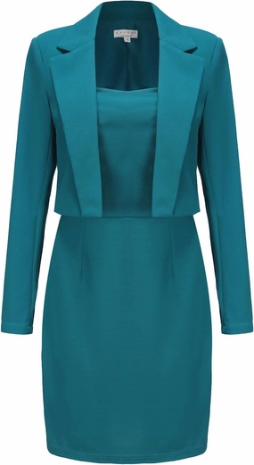 EXLURA Women's Professional Business Lightweight Blazer Dress Suit Sets 2 Piece Work Office Fashion Outfits