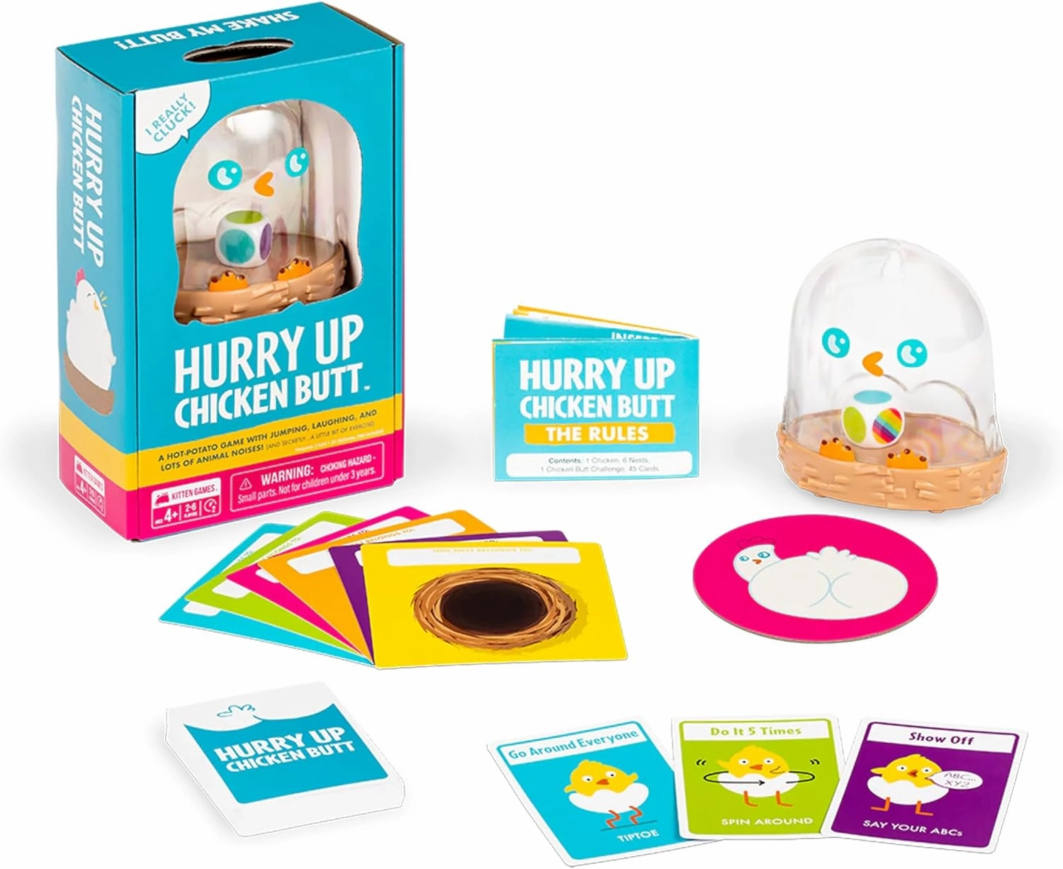 Exploding Kittens Hurry Up Chicken Butt 2-6 Players - Ages 4  - 2 Minutes to Play - Hot Potato Style Card Game - Basket Stuffer - Creative Kids Game, Perfect for Family Night Fun