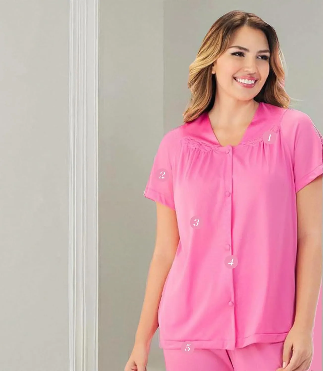 Exquisite Form Women's Plus Size 90807 Nylon Tricot Short Sleeve Matching Pajama Set