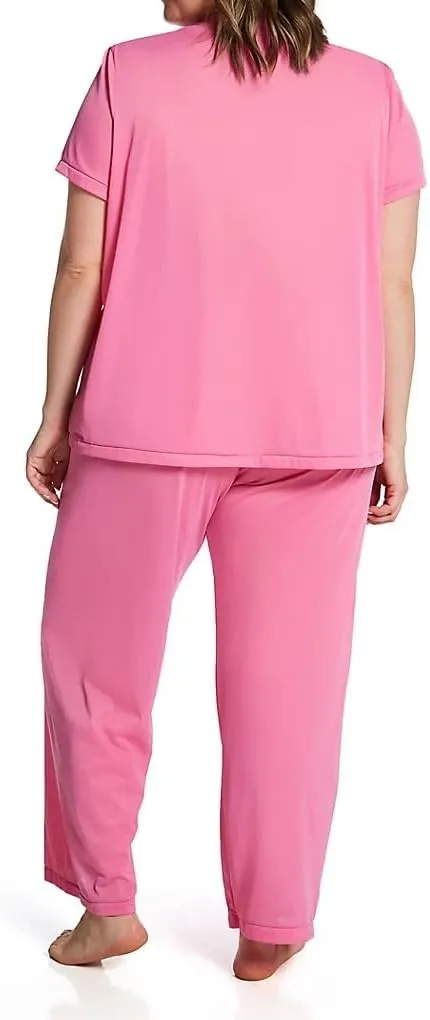 Exquisite Form Women's Plus Size 90807 Nylon Tricot Short Sleeve Matching Pajama Set
