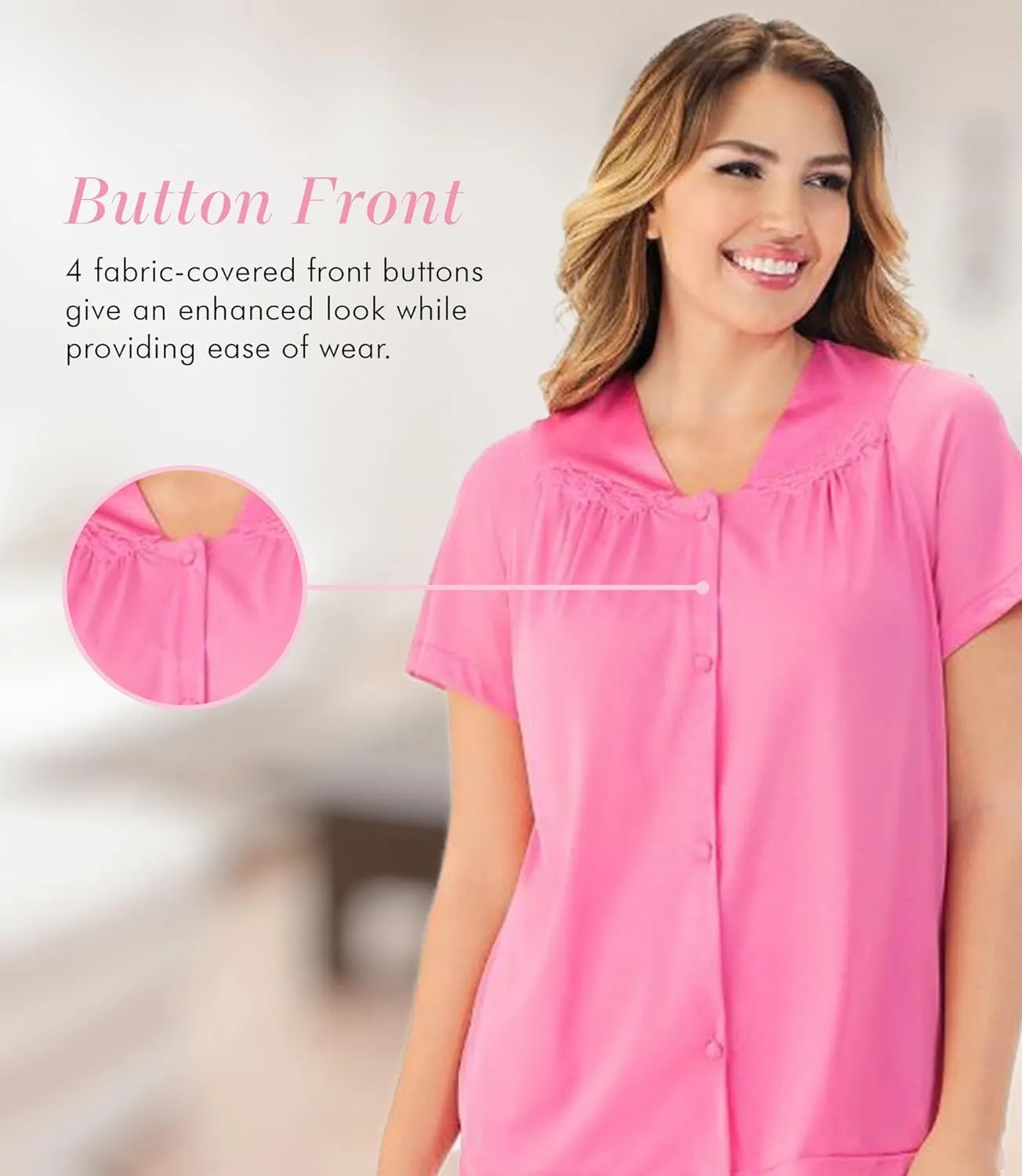 Exquisite Form Women's Plus Size 90807 Nylon Tricot Short Sleeve Matching Pajama Set