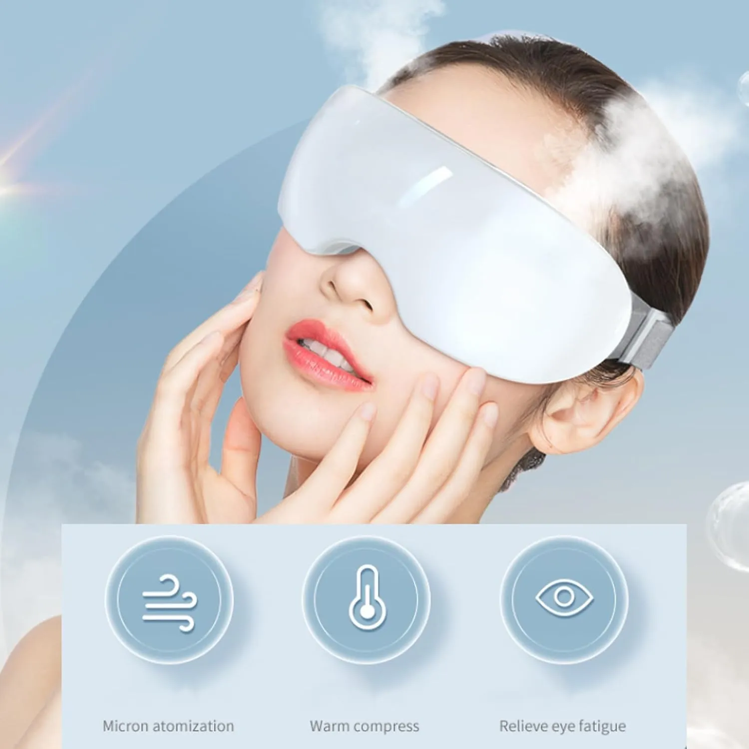 Eyerelis Steam Therapy Mask, Steam Therapy for Dry Eyes, 2 Levels Adjustable Eye Steamer for Dry Eye Smart Hot & Cold Steam Eyes Mask for Dark Circles Puffiness Relaxation (White)