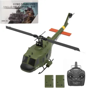 F07 UH-1 RC Helicopter for Adult, 1/34 Scale 6CH Brushless Direct-Drive Flybarless Helicopter Model with 6-Axis Gyro, 3D/6G RC Aircraft Model Toys (2 Batteries)