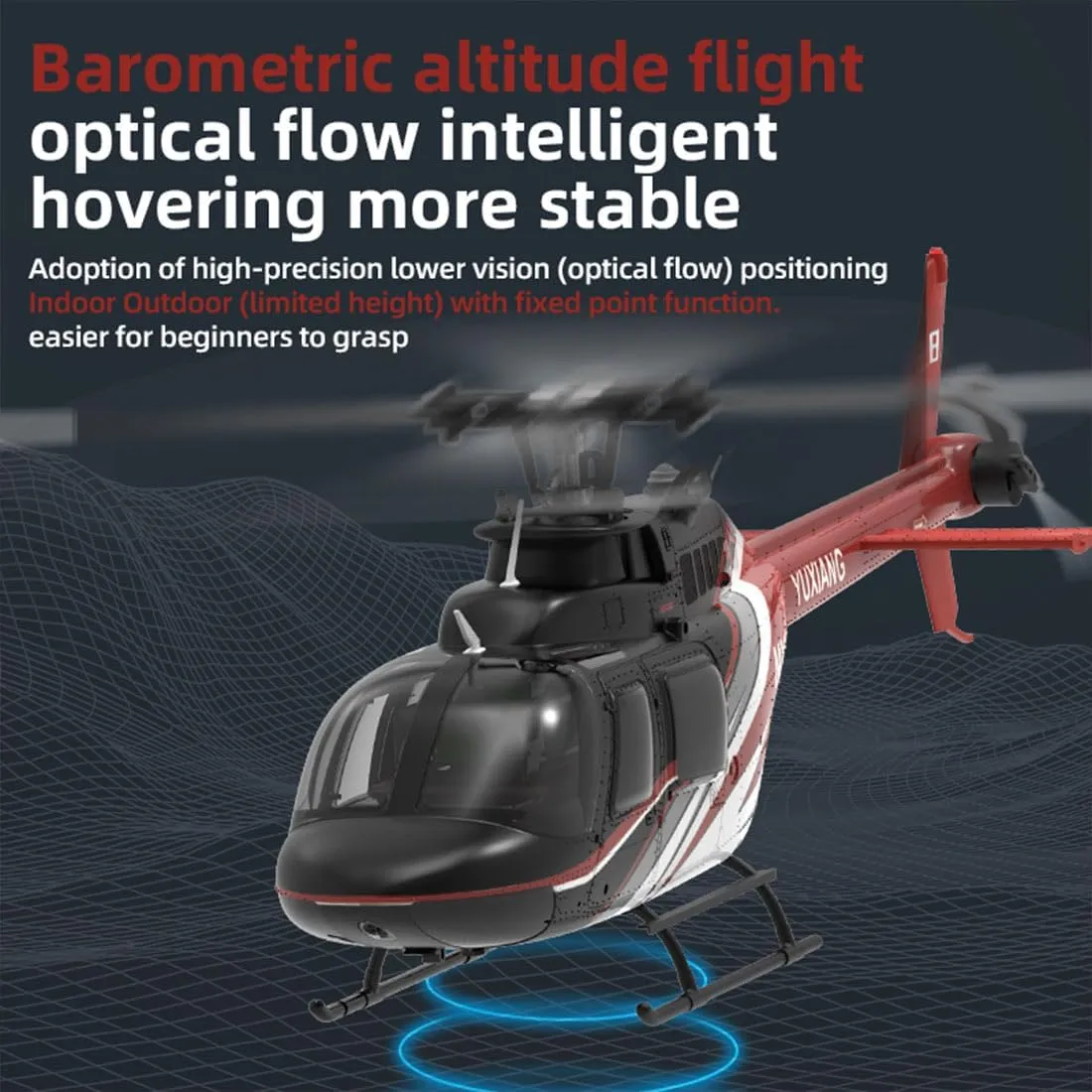 F08 Bell206 RC Helicopter for Adult, 1/27 Scale 6CH Brushless Direct-Drive Flybarless Helicopter Model with 6-Axis Gyro, 3D/6G RC Aircraft Model Toys (2 Batteries)